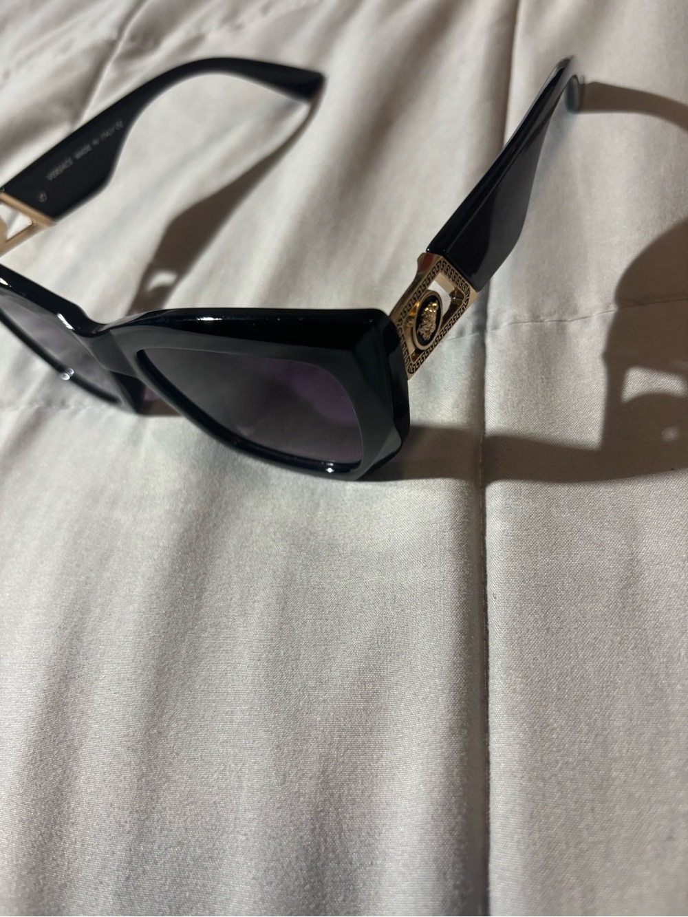 Versace Black Women's Sunglasses with Gold Accent
